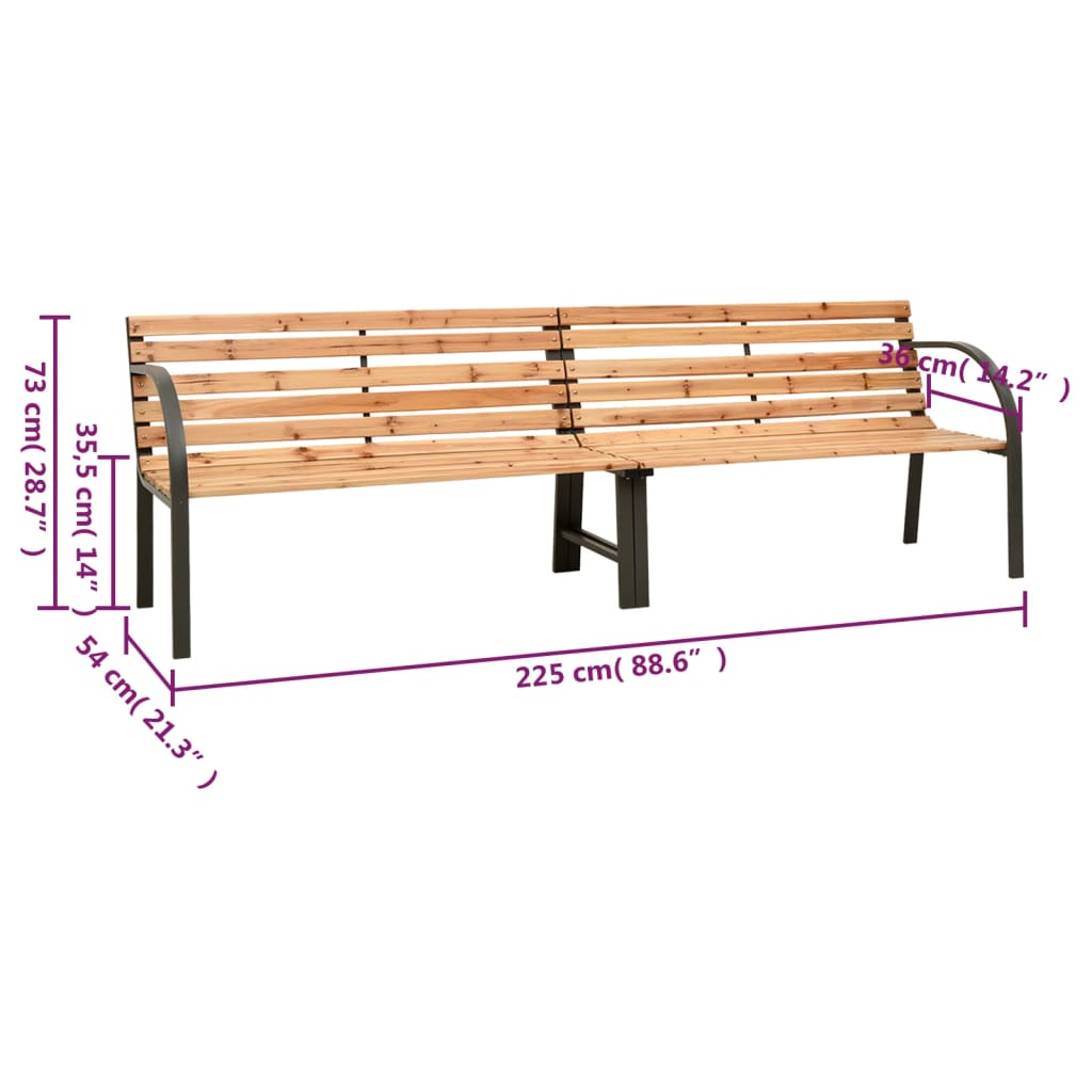 Outdoor Bench Solid Fir Wood Garden Patio Park Seat Rustic Wooden Furniture grey