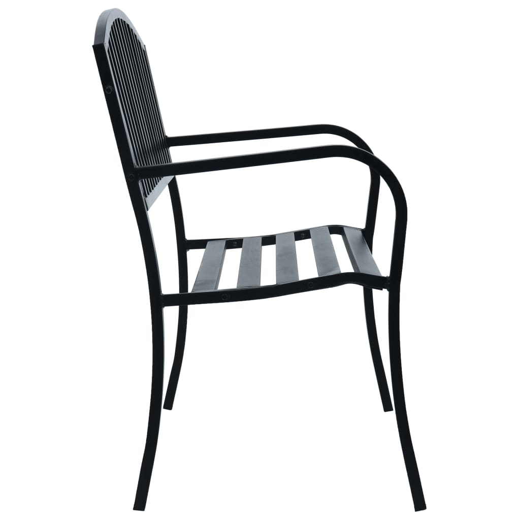 Outdoor Bench 120cm Steel Garden Patio Park Seat Weather Resistant Heavy Duty bl