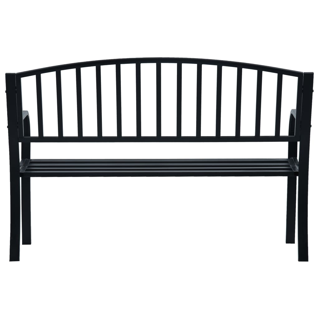 Outdoor Bench 120cm Steel Garden Patio Park Seat Weather Resistant Heavy Duty bl