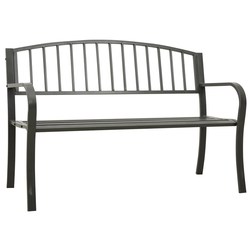 Outdoor Bench 120cm Steel Garden Patio Park Seat Weather Resistant Heavy Duty bl