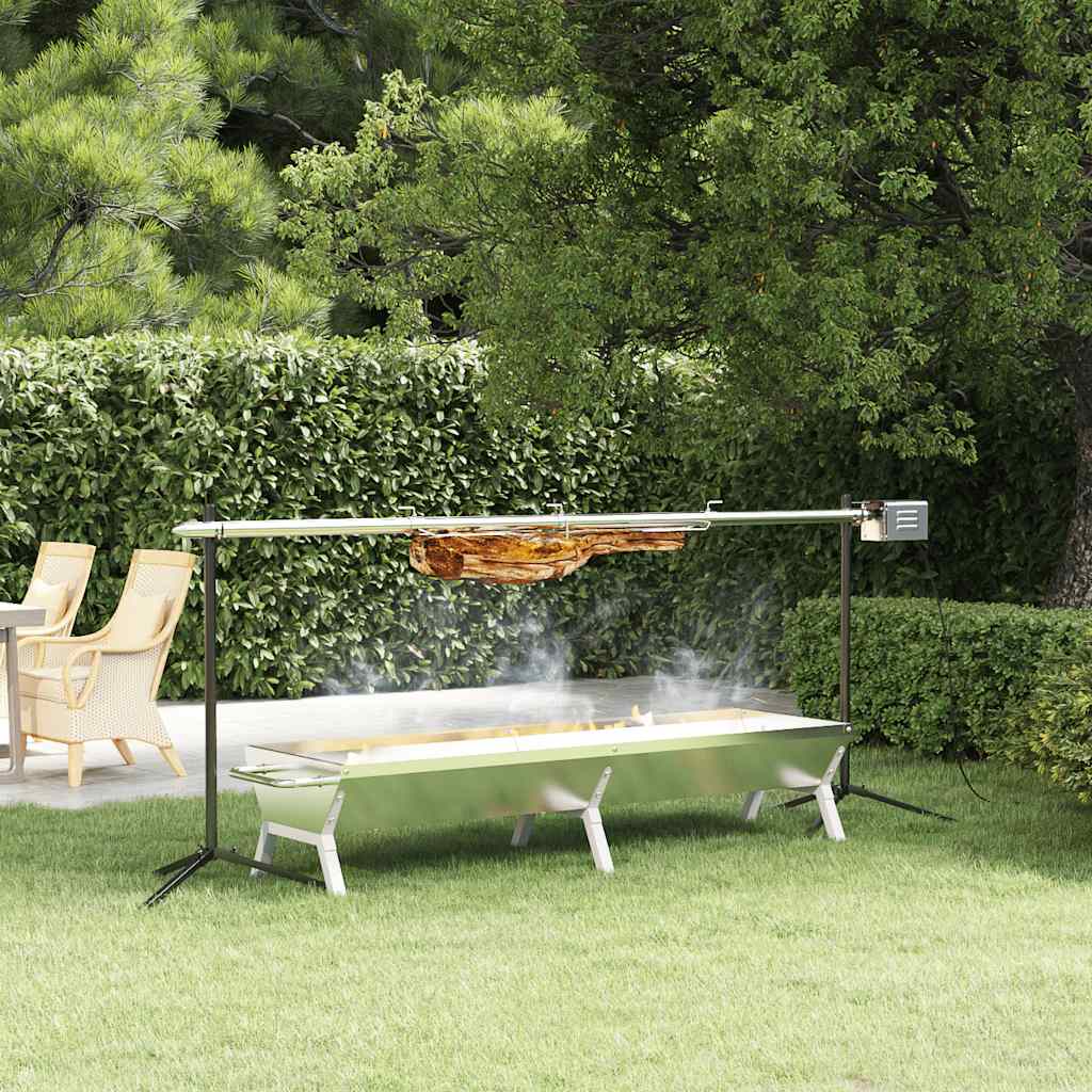 Automatic Barbecue Grill And Tray Set Stainless Steel