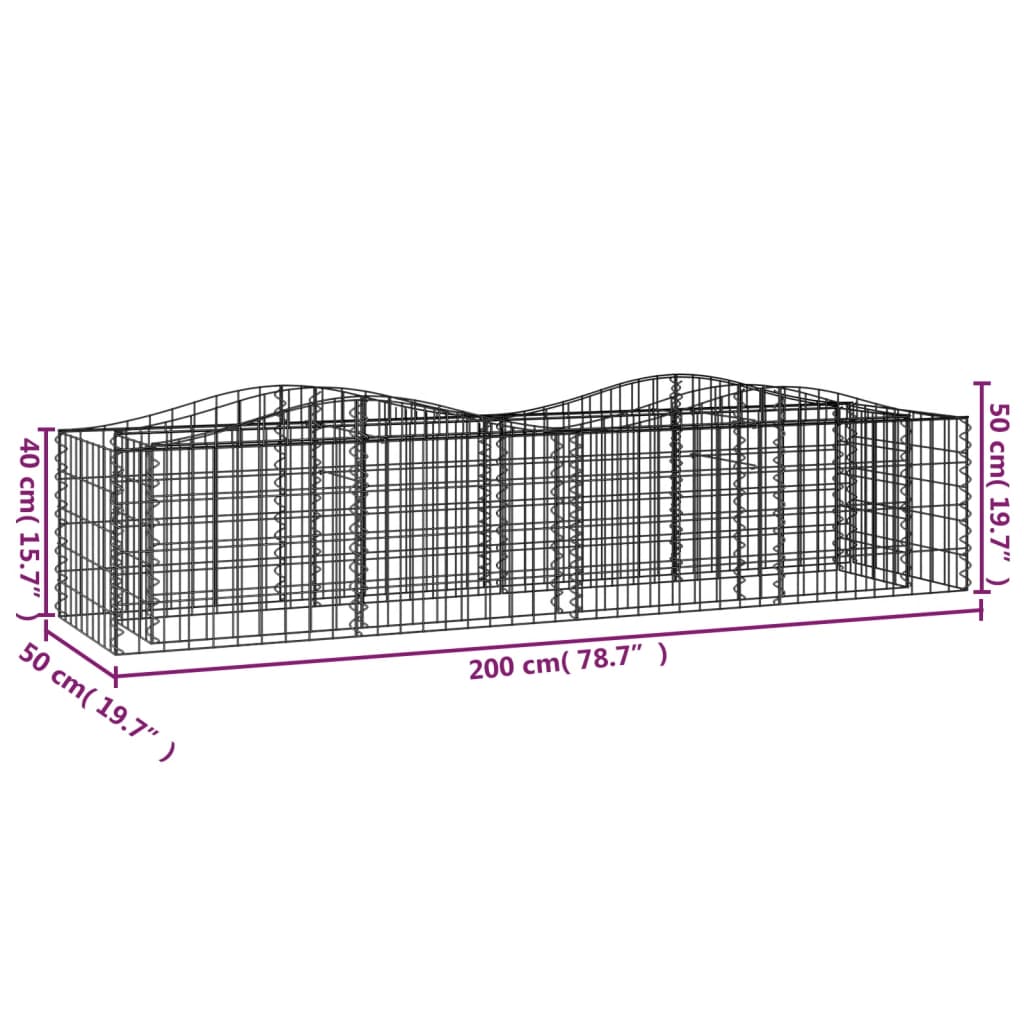Planter 4M Arched Gabion Raised Garden Bed Galvanised Steel Stone Cage Silver 60
