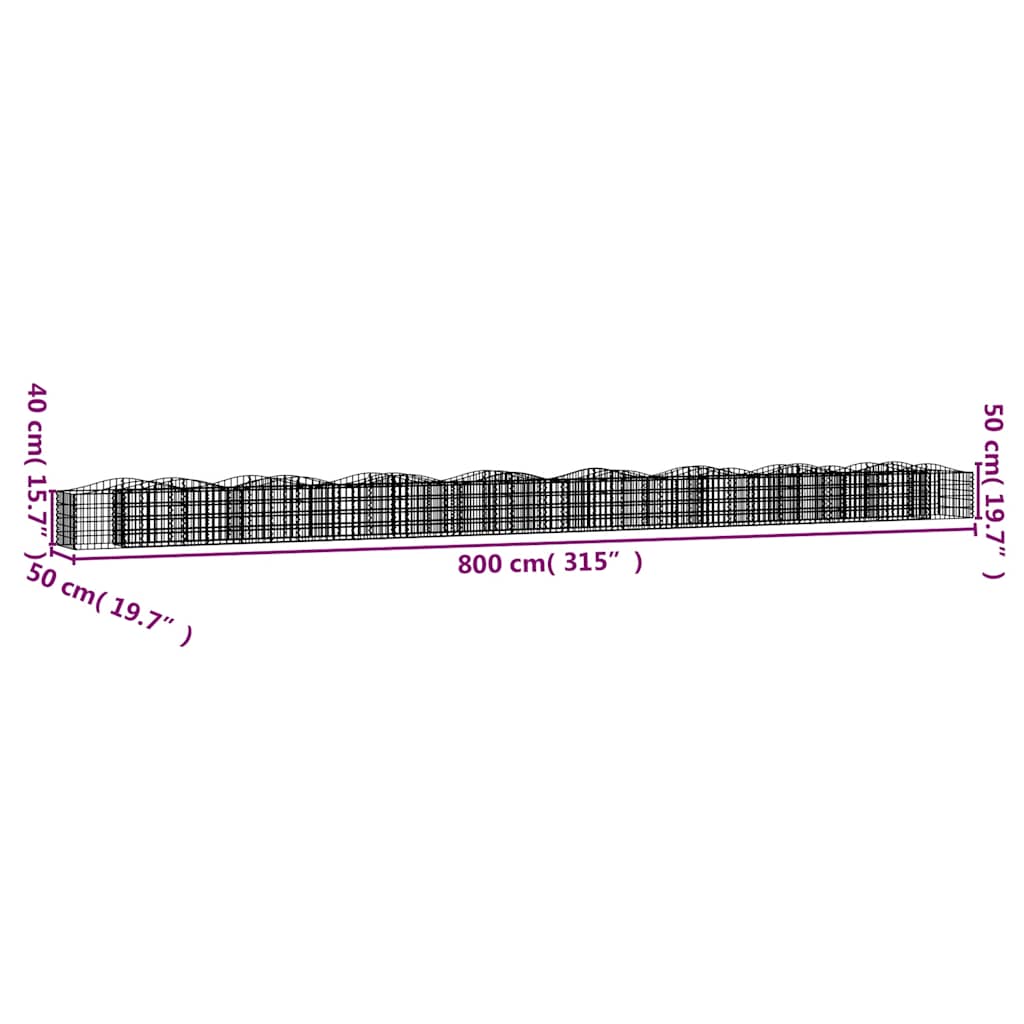 Planter 4M Arched Gabion Raised Garden Bed Galvanised Steel Stone Cage Silver 60
