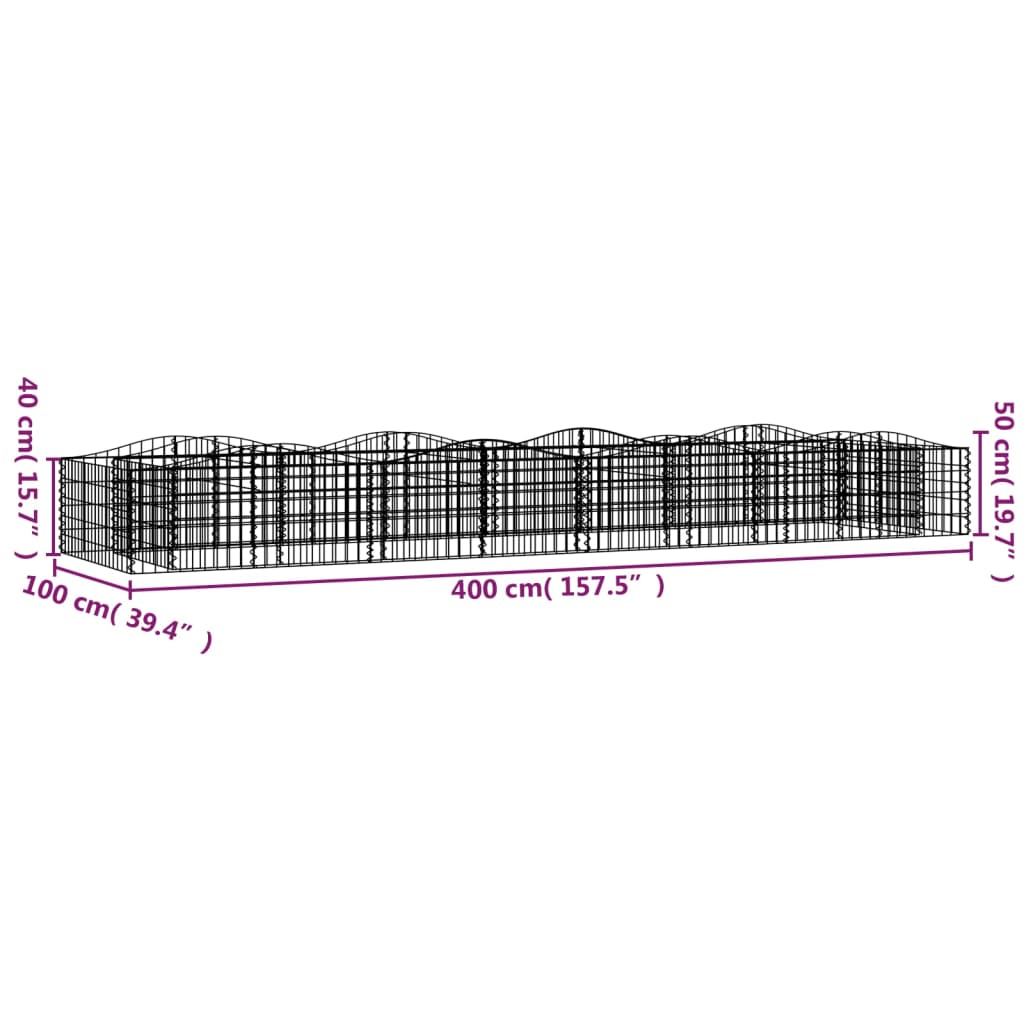 Arched Gabion Raised Bed Galvanised Iron