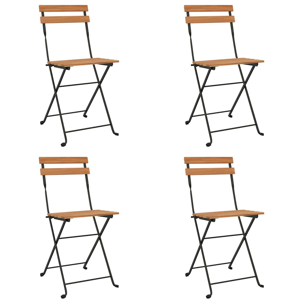 Outdoor Furniture Set 7 Piece Folding Bistro Acacia Wood & Steel Garden Black 10