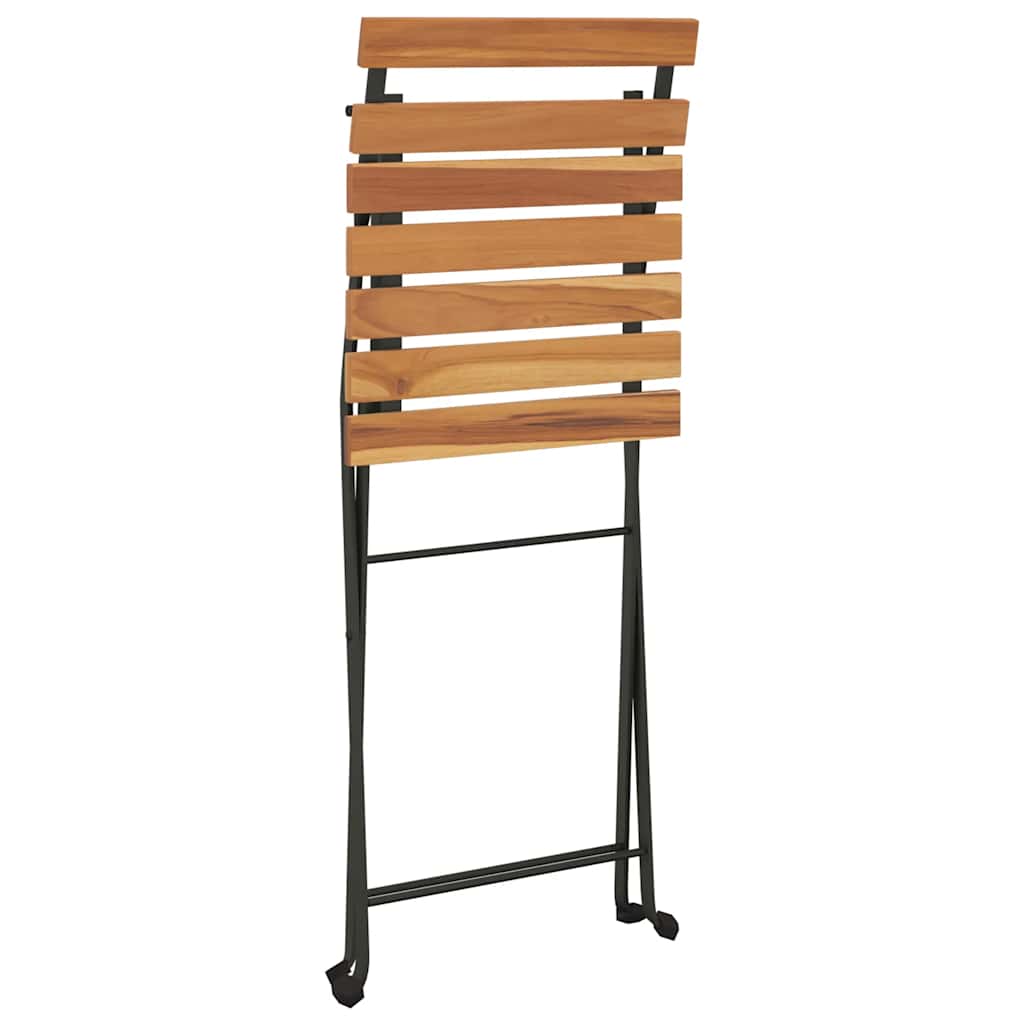 Outdoor Furniture Set 7 Piece Folding Bistro Acacia Wood & Steel Garden Black 10