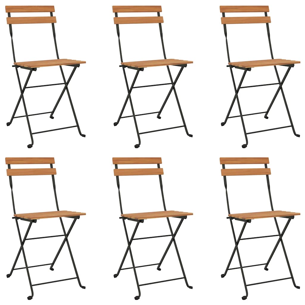 Outdoor Furniture Set 7 Piece Folding Bistro Acacia Wood & Steel Garden Black 10