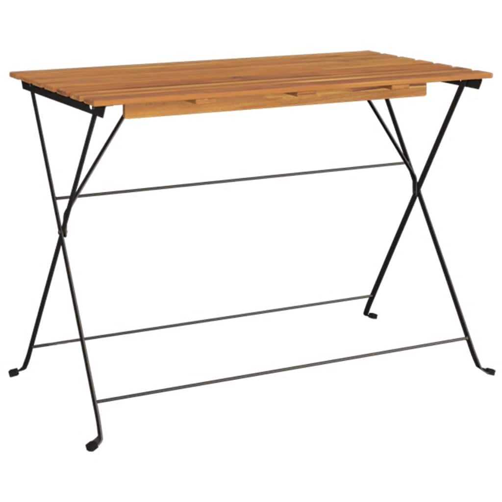 Outdoor Furniture Set 7 Piece Folding Bistro Acacia Wood & Steel Garden Black 10