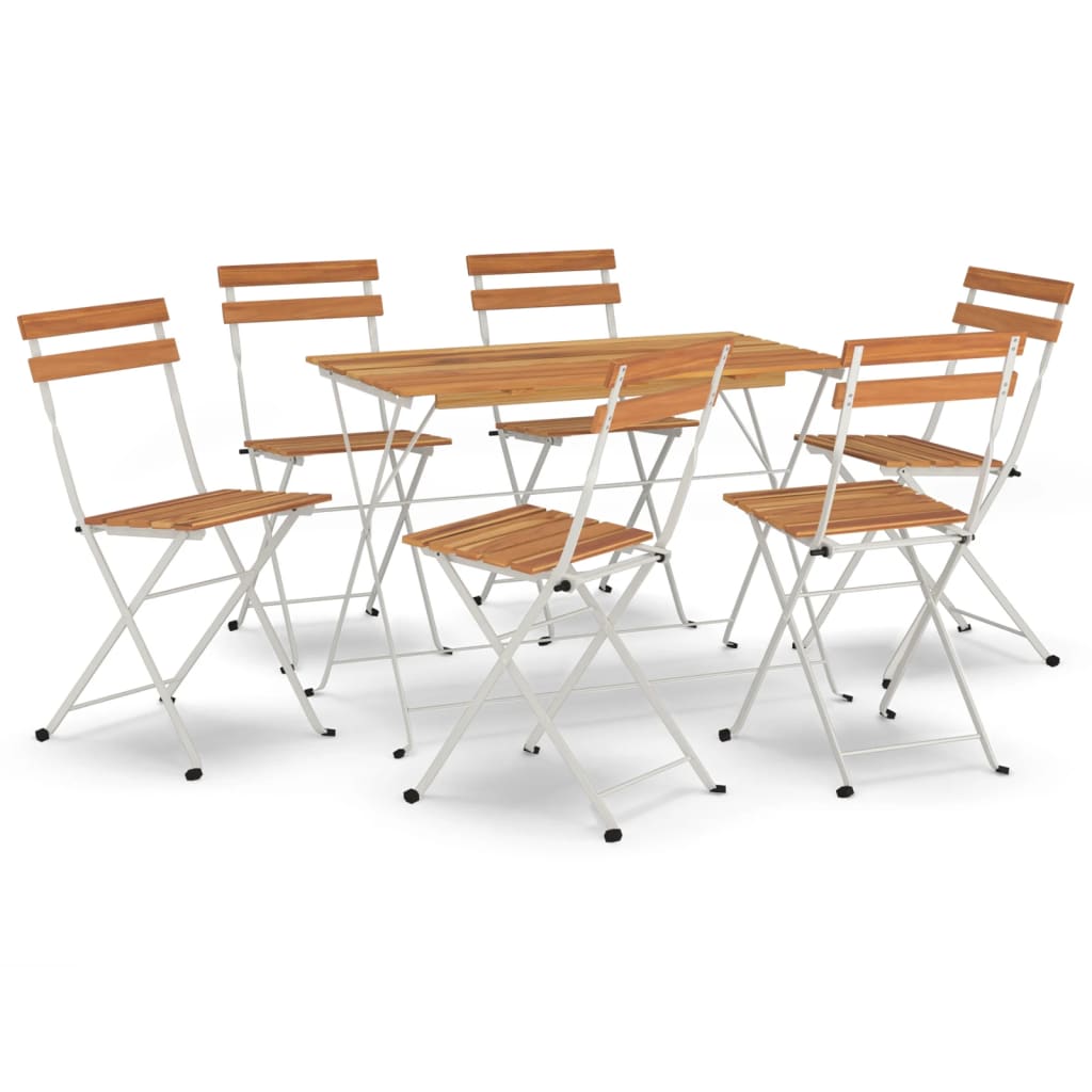 7 Piece Folding Bistro Set Solid Wood Acacia And Steel