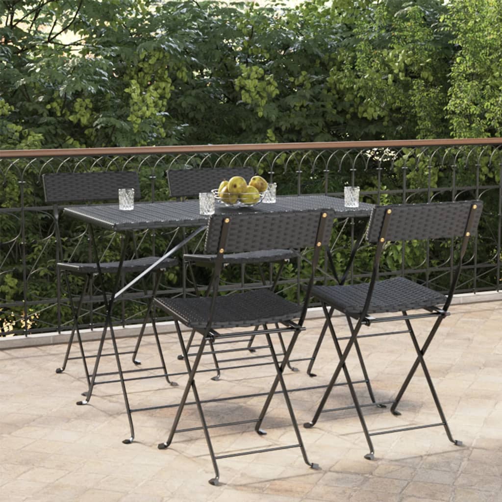 Folding Bistro Chairs 8 Pcs Poly Rattan And Steel