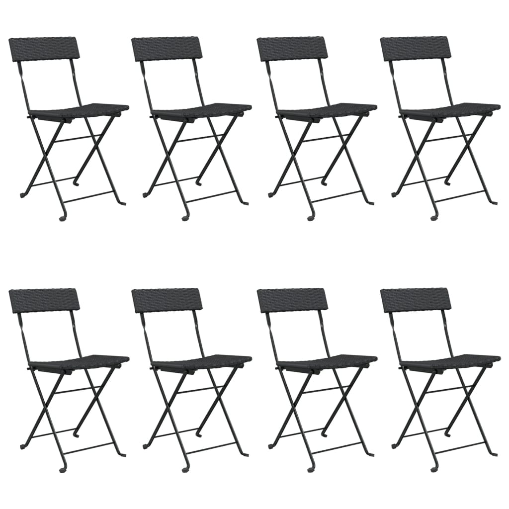 Folding Bistro Chairs 8 Pcs Poly Rattan And Steel