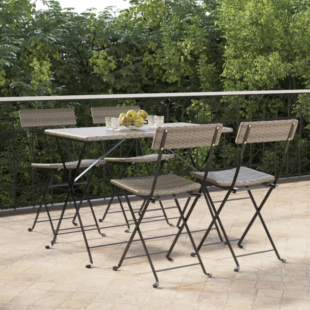 Folding Bistro Chairs 8 Pcs Poly Rattan And Steel