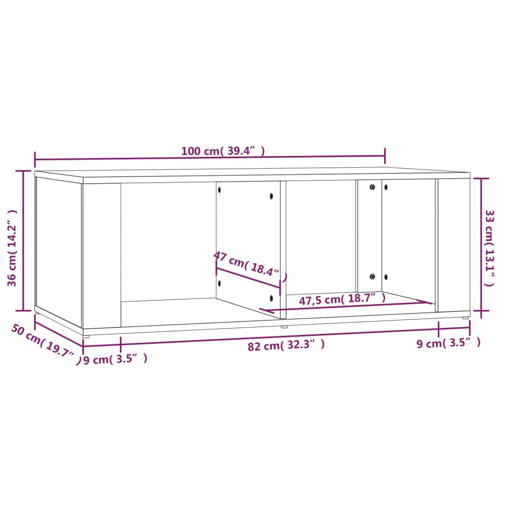 Coffee Table 100X50X36 Cm Engineered Wood - Model 816520