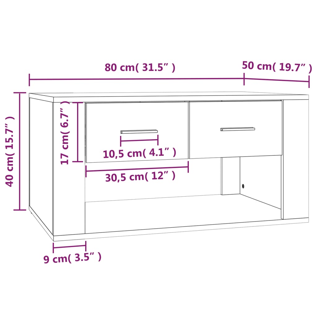 Coffee Table 80X50X40 Cm Engineered Wood