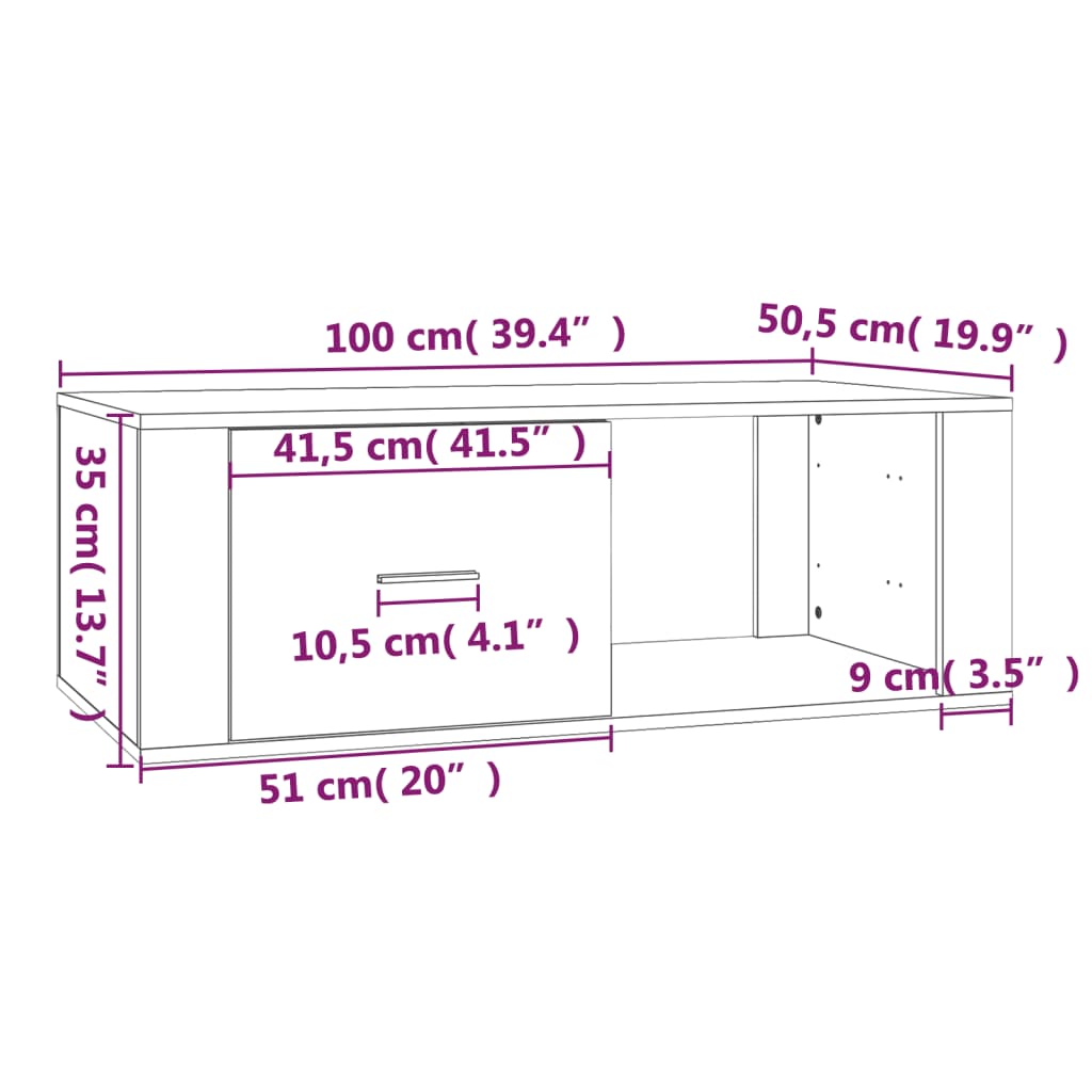 Coffee Table 100X50.5X35 Cm Engineered Wood
