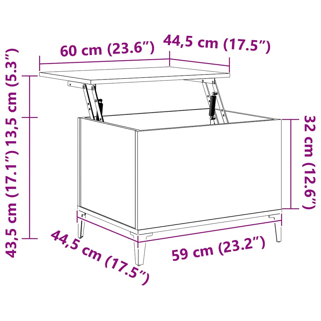 Coffee Table 60X44.5X45 Cm Engineered Wood