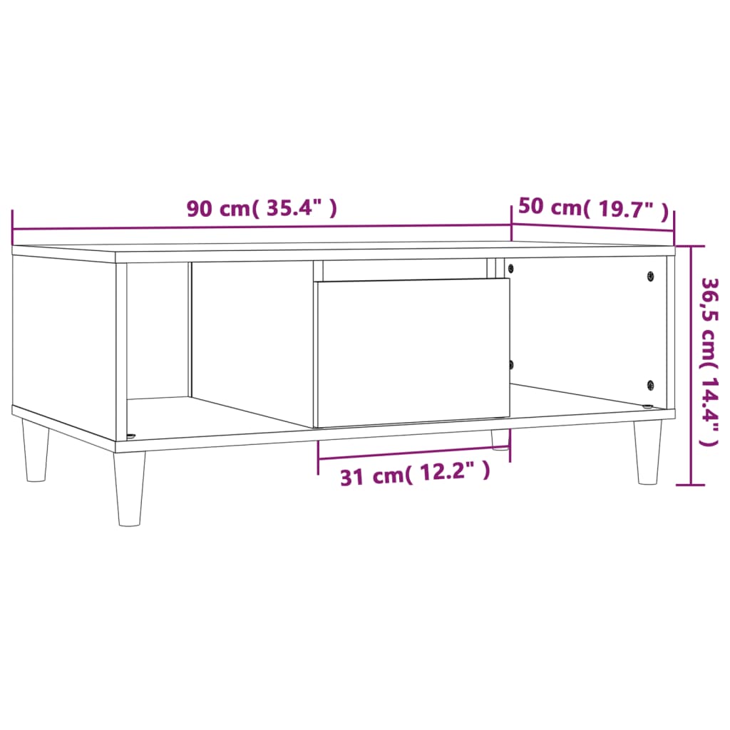 Coffee Table 90X50X36,5 Cm Engineered Wood