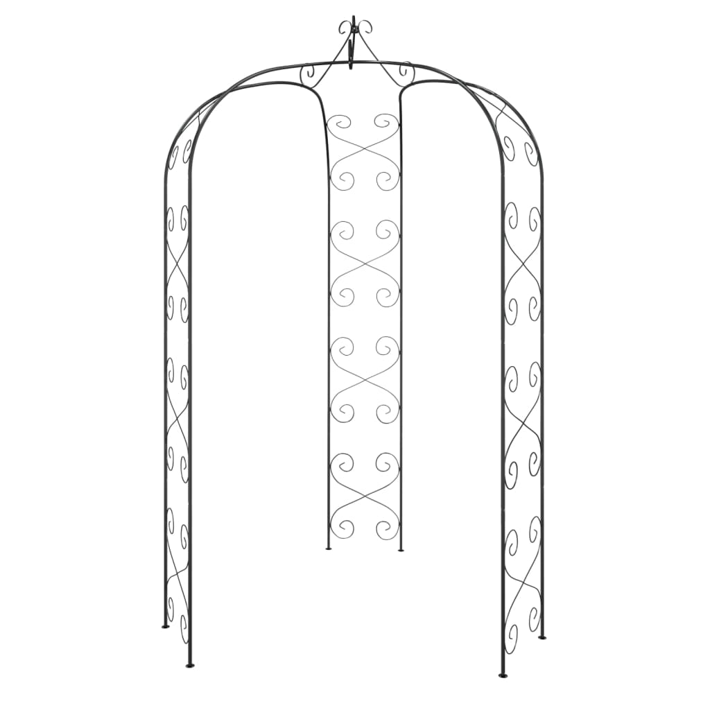 Garden Arches Trellises Arbours & Pergolas Round Arch Black Steel Ø180x255cm Cli