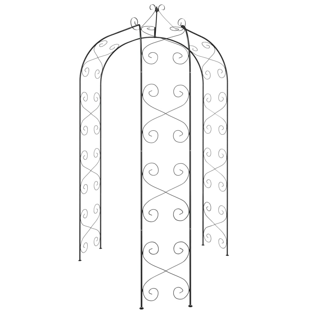 Garden Arches Trellises Arbours & Pergolas Round Arch Black Steel Ø180x255cm Cli