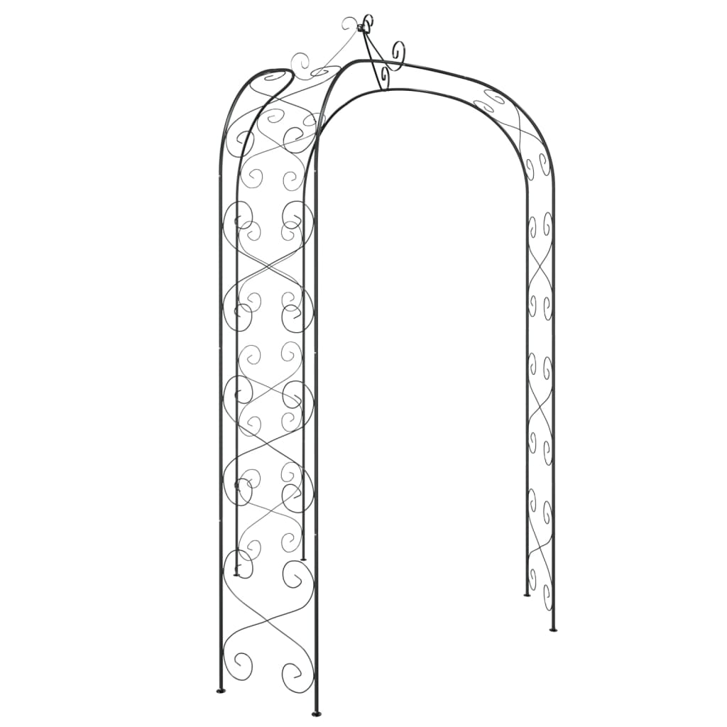 Garden Arches Trellises Arbours & Pergolas Round Arch Black Steel Ø180x255cm Cli