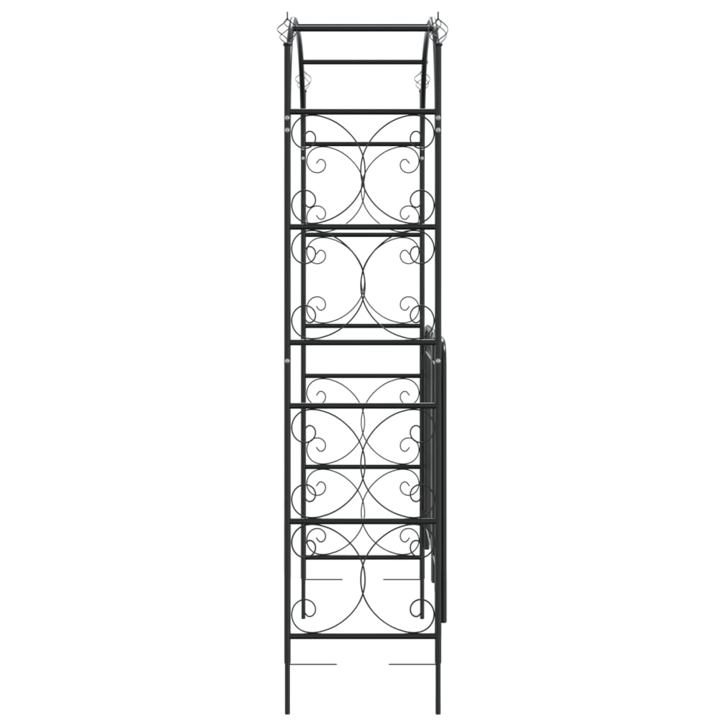 Garden Arch With Gate Black 108X45X235 Cm Steel