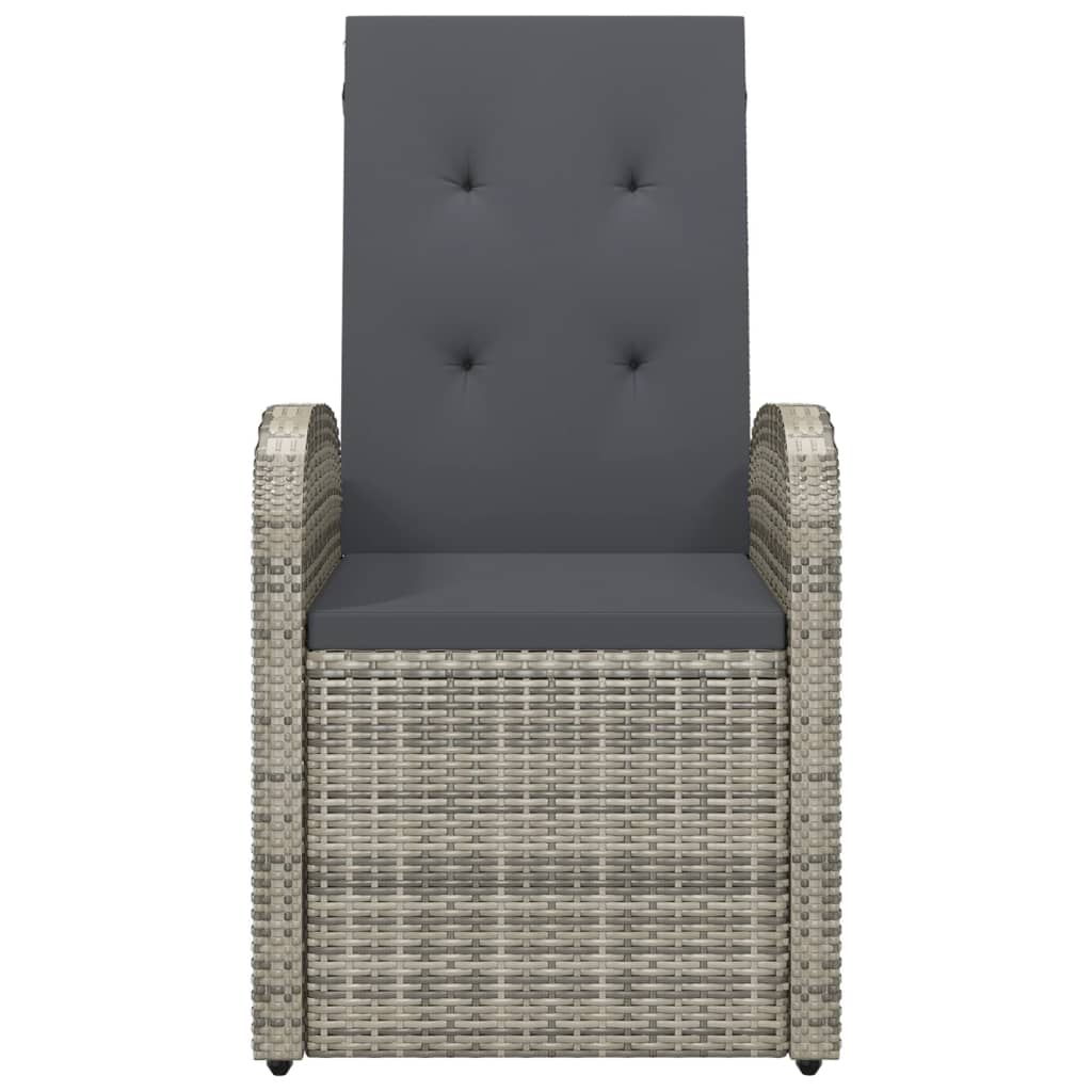 Reclining Garden Chairs With Cushions 2 Pcs Grey Poly Rattan