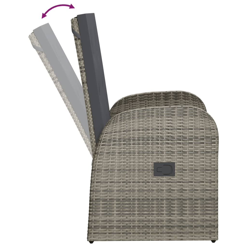 Reclining Garden Chairs With Cushions 2 Pcs Grey Poly Rattan