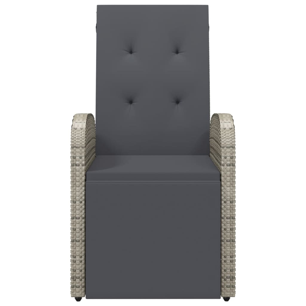 Outdoor Chair Reclining Garden Cushions Grey Poly Rattan Dark grey PE rattan 57