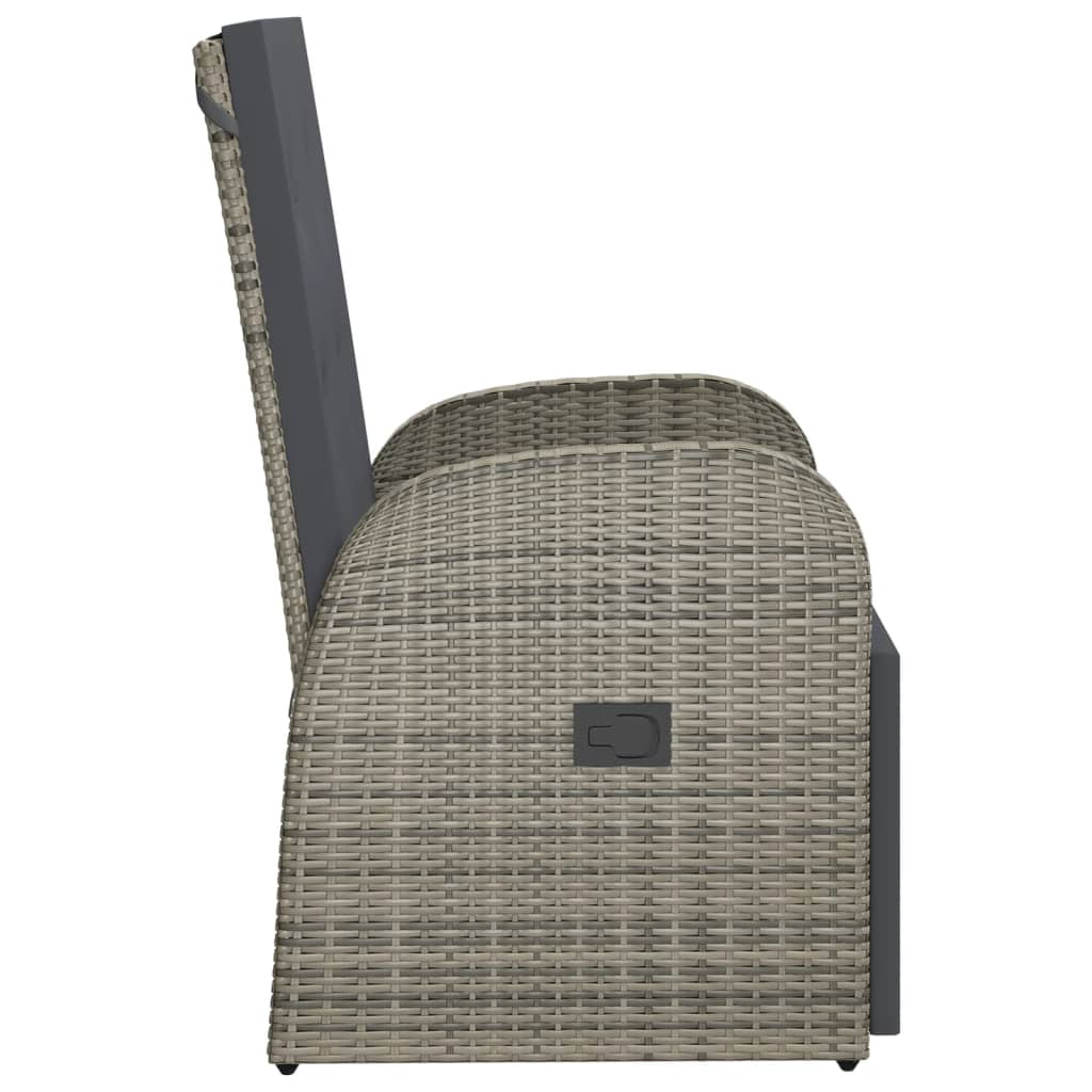 Outdoor Chair Reclining Garden Cushions Grey Poly Rattan Dark grey PE rattan 57