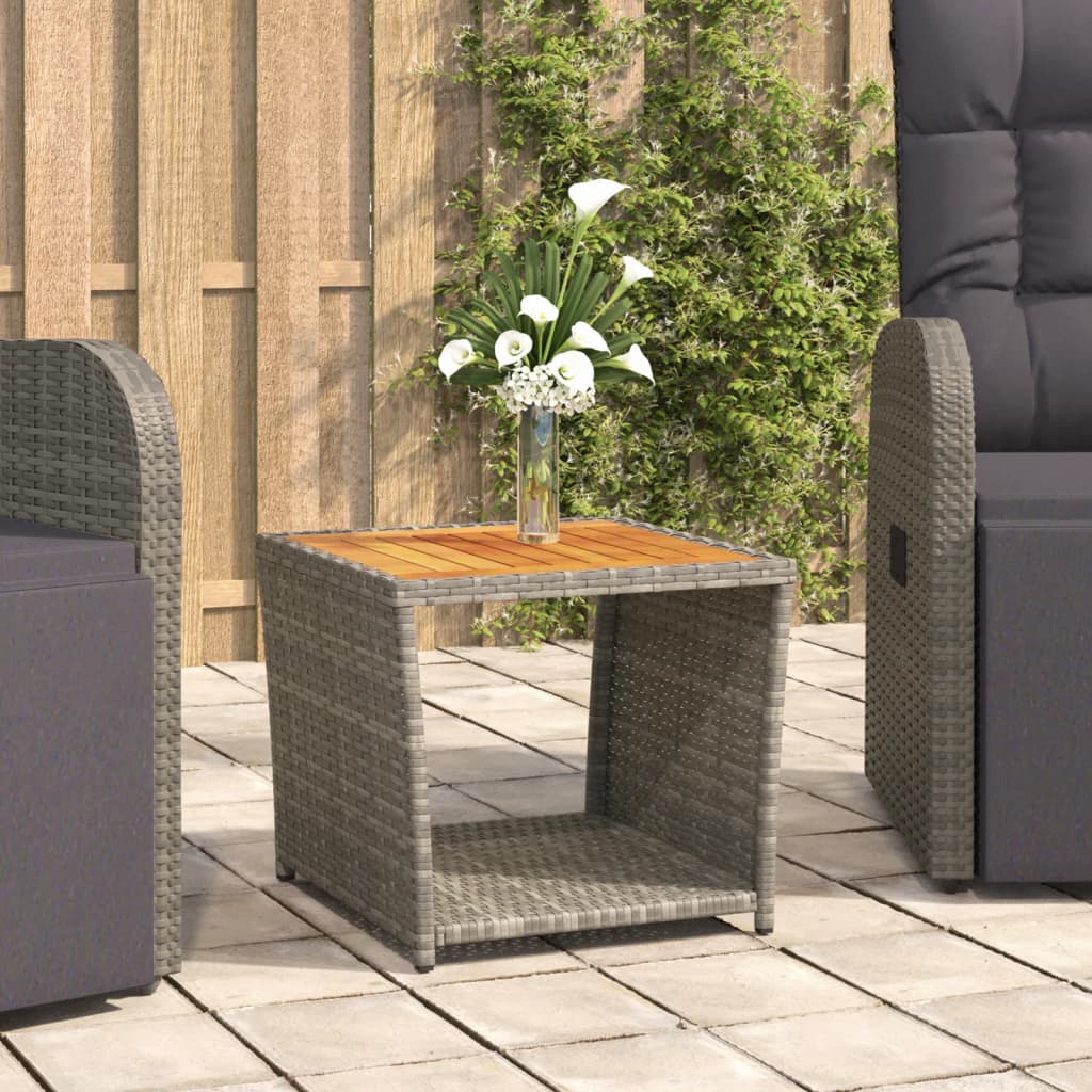 Outdoor Table Poly Rattan Coffee Garden Patio Side 45X45X40Cm Beige Black Grey 4