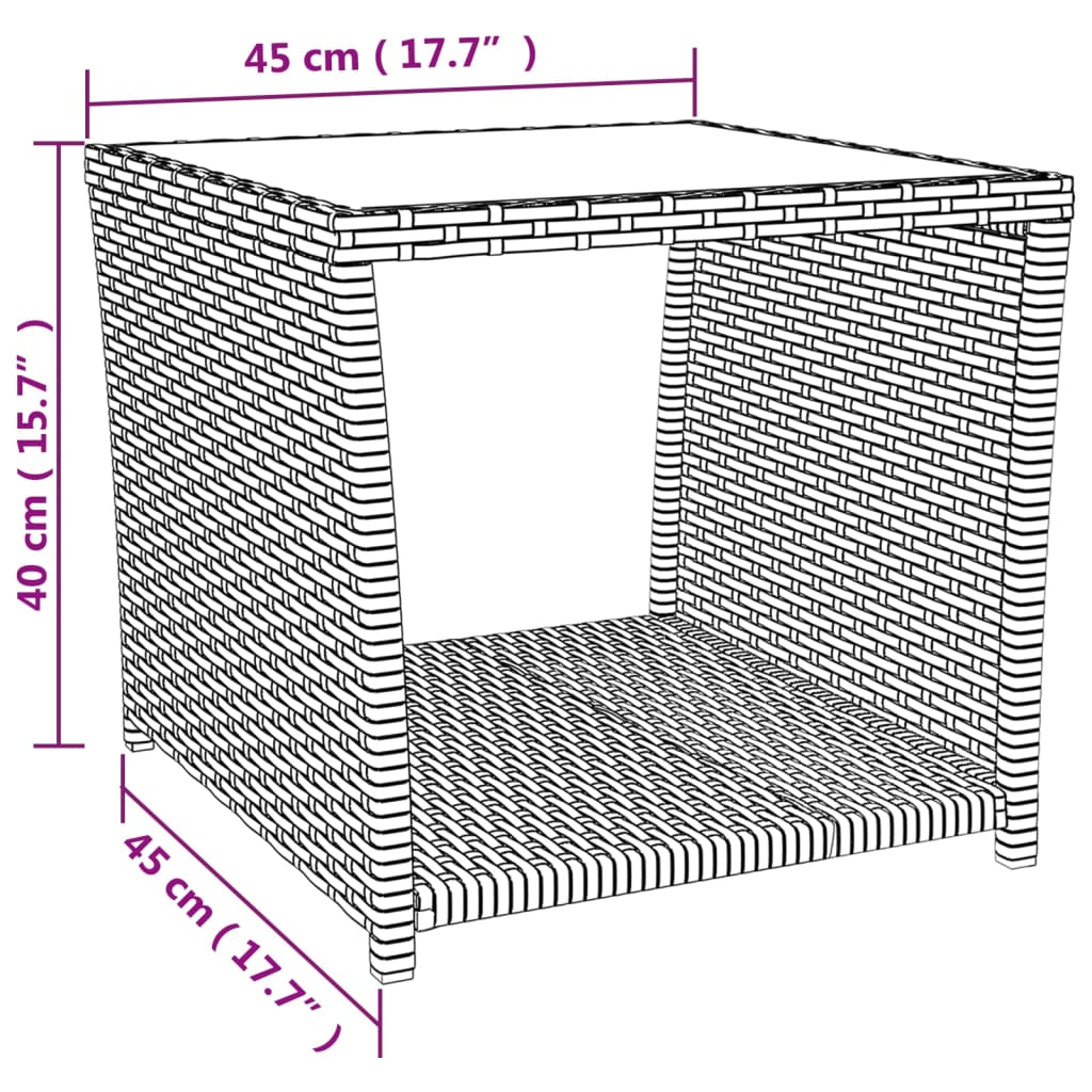 Outdoor Table Poly Rattan Coffee Garden Patio Side 45X45X40Cm Beige Black Grey 4