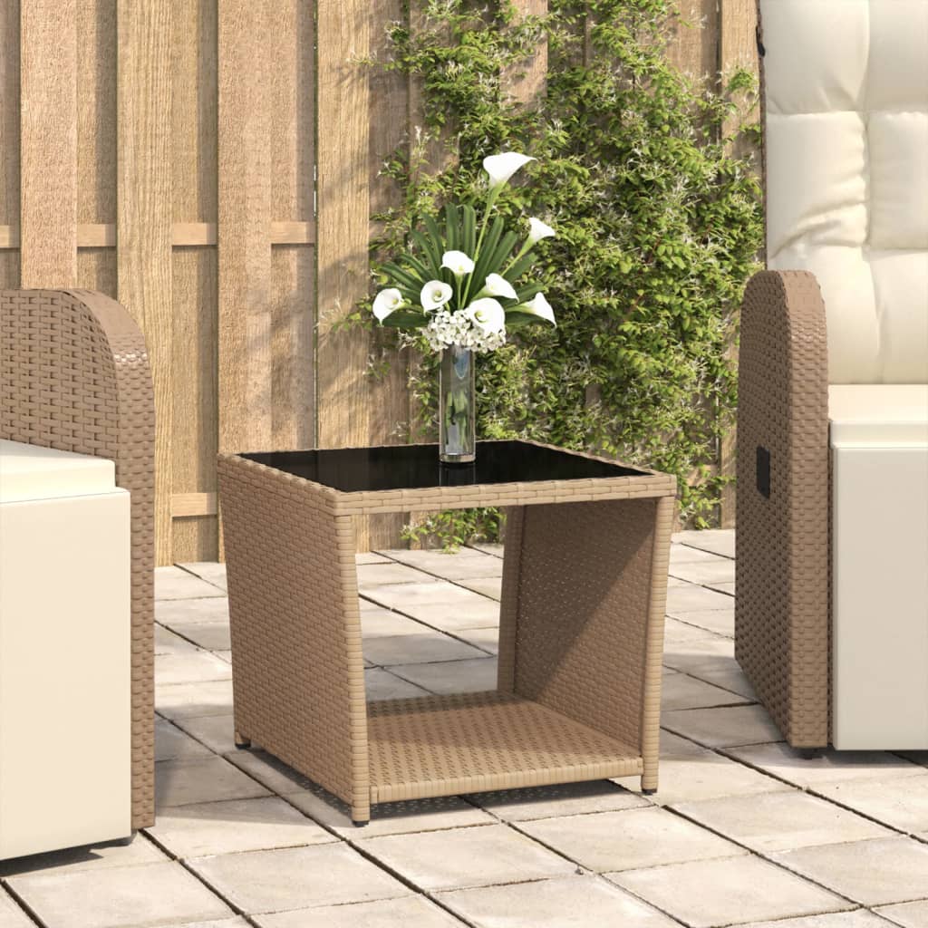 Outdoor Table Poly Rattan Coffee Garden Patio Side 45X45X40Cm Beige Black Grey 4