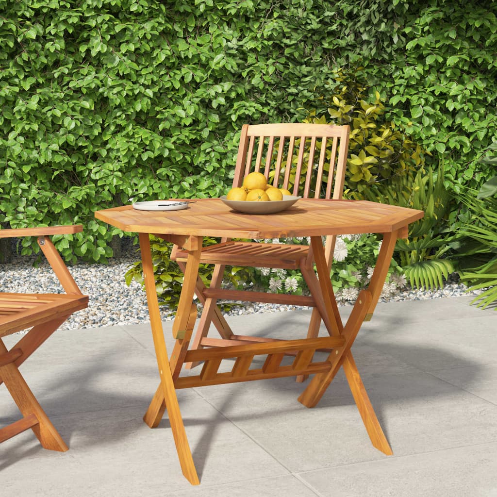 Folding Garden Table 90X90X75 Cm Solid Wood Acacia