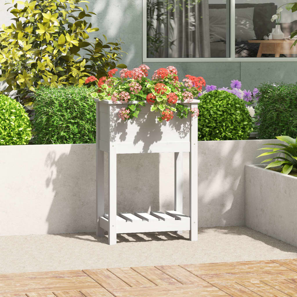 Planter With Shelf Solid Wood Pine