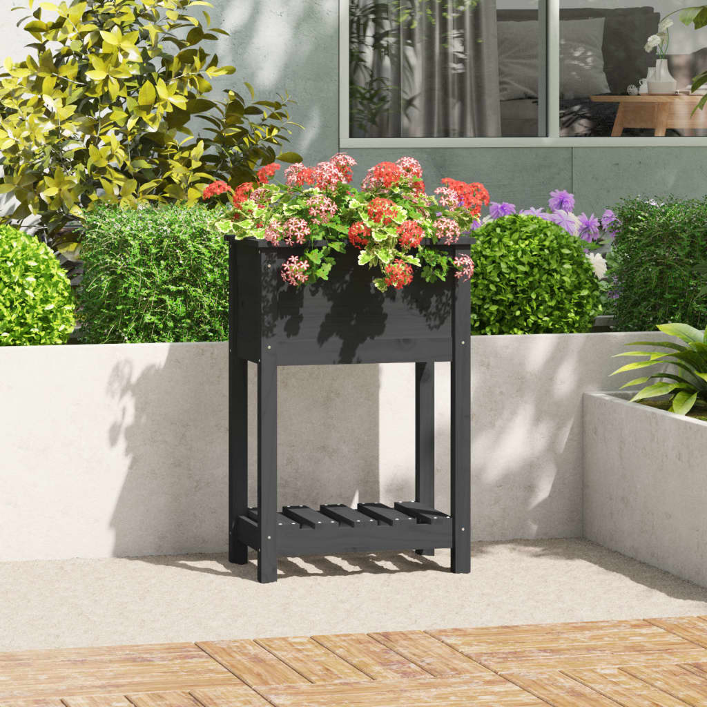 Planter With Shelf Solid Wood Pine