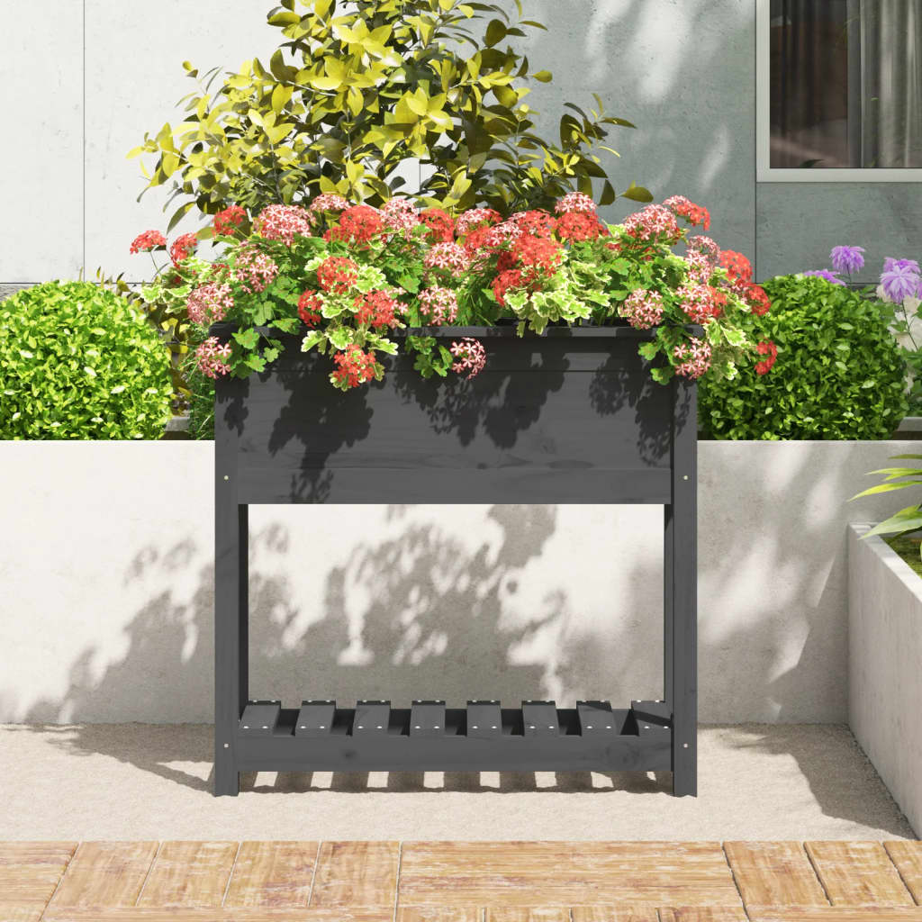 Planter With Shelf Solid Wood Pine