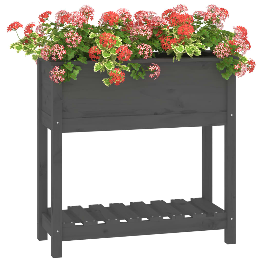 Planter With Shelf Solid Wood Pine