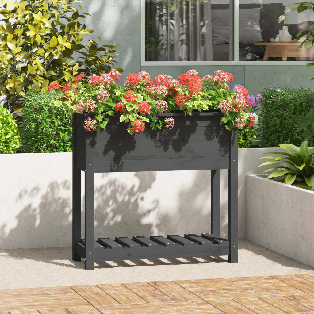 Planter With Shelf Solid Wood Pine