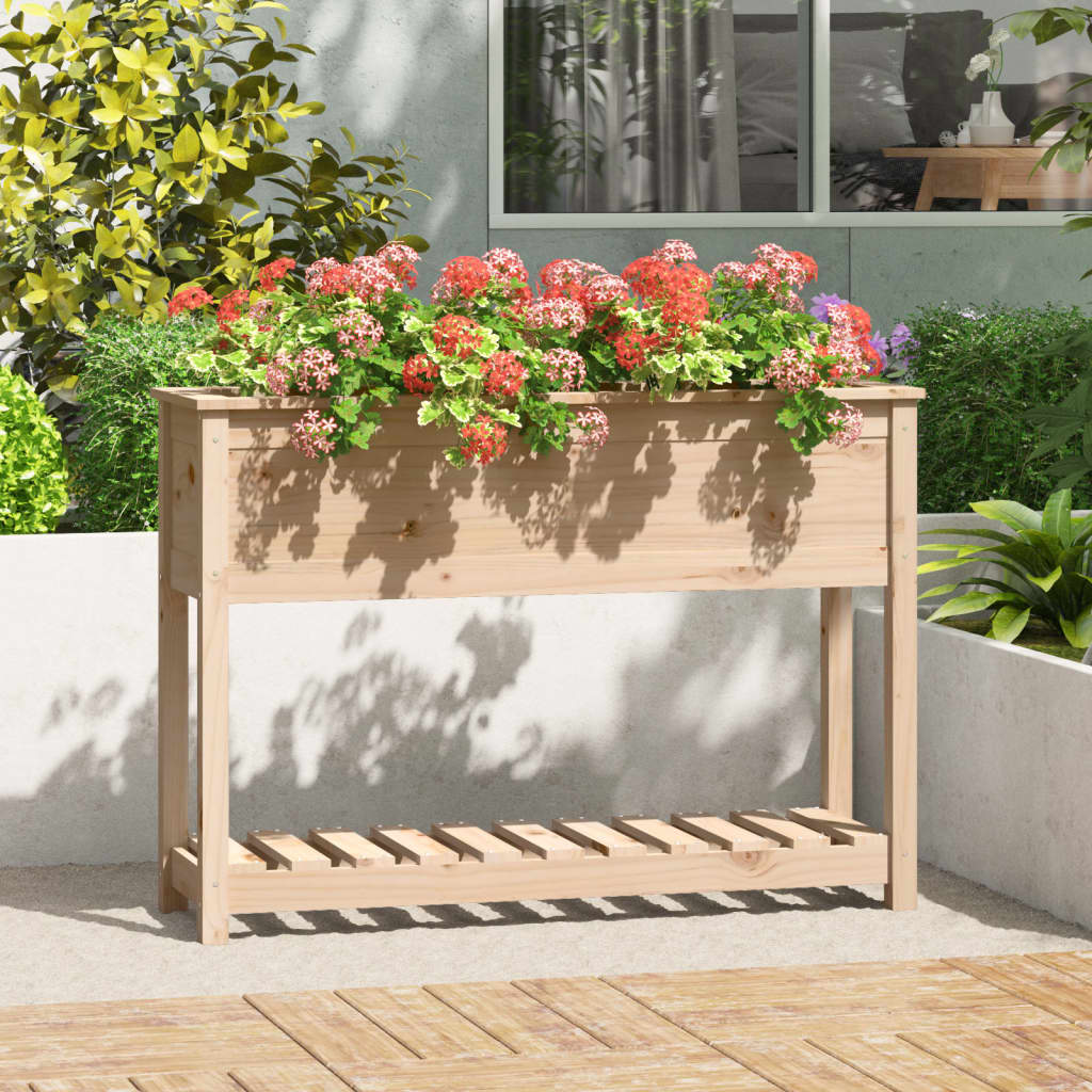 Planter With Shelf Solid Wood Pine