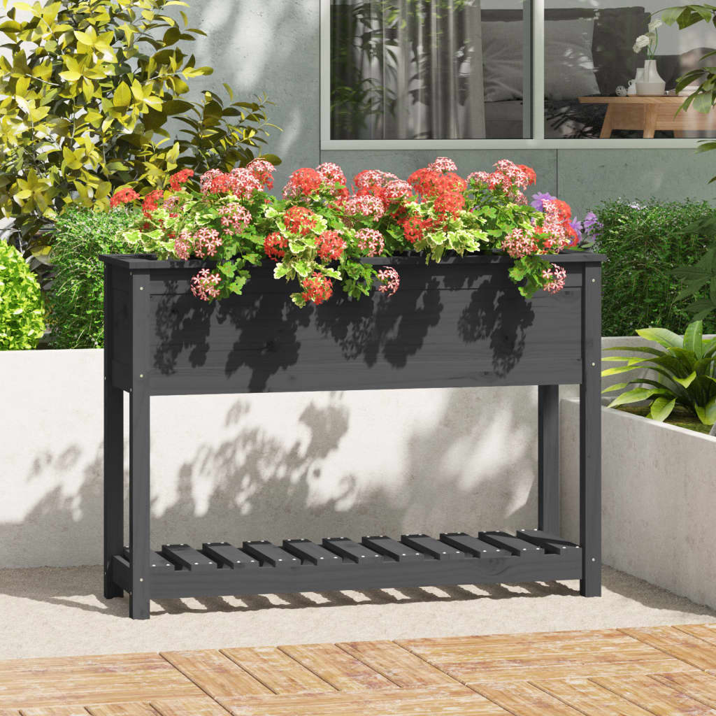 Planter With Shelf Solid Wood Pine