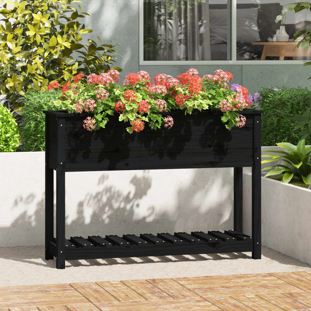 Planter With Shelf Solid Wood Pine