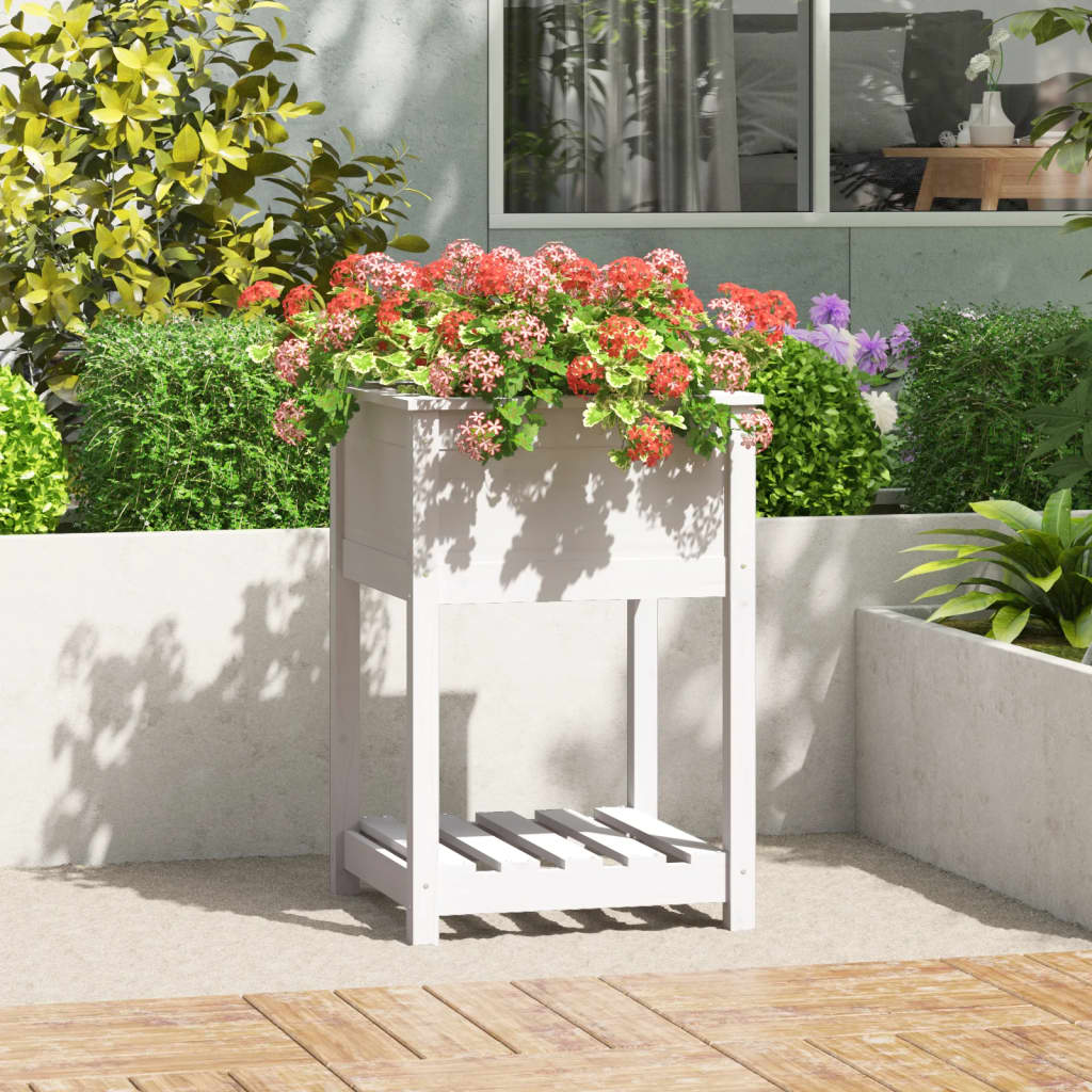 Planter With Shelf Solid Wood Pine