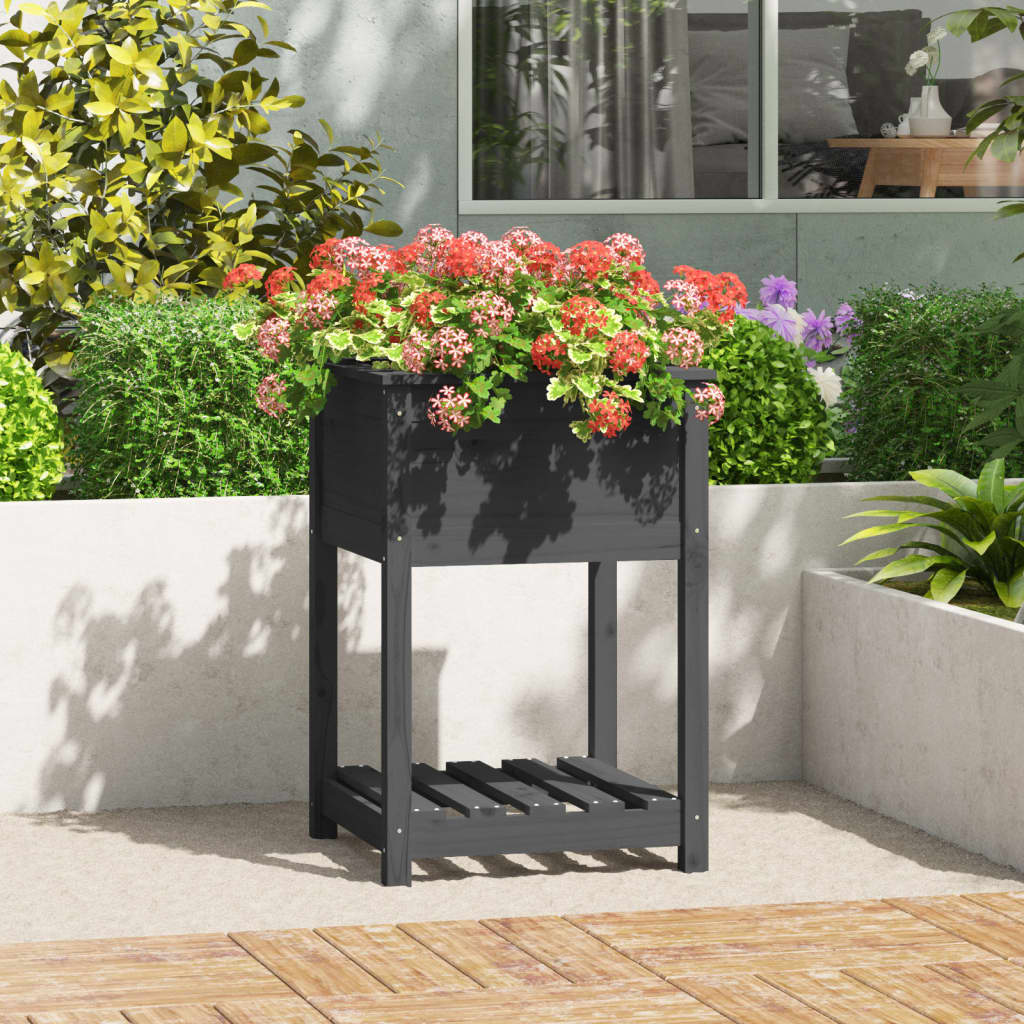 Planter With Shelf Solid Wood Pine
