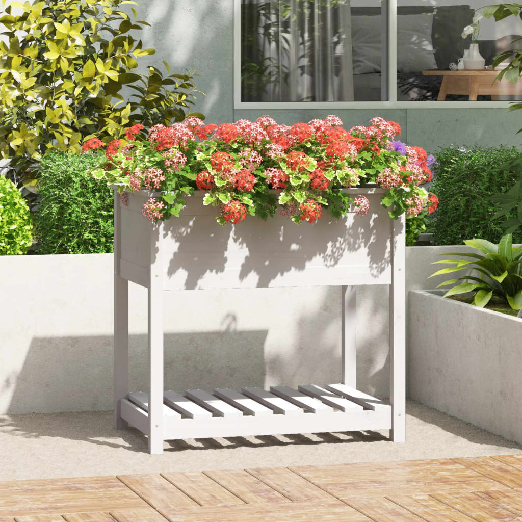 Planter With Shelf Solid Wood Pine