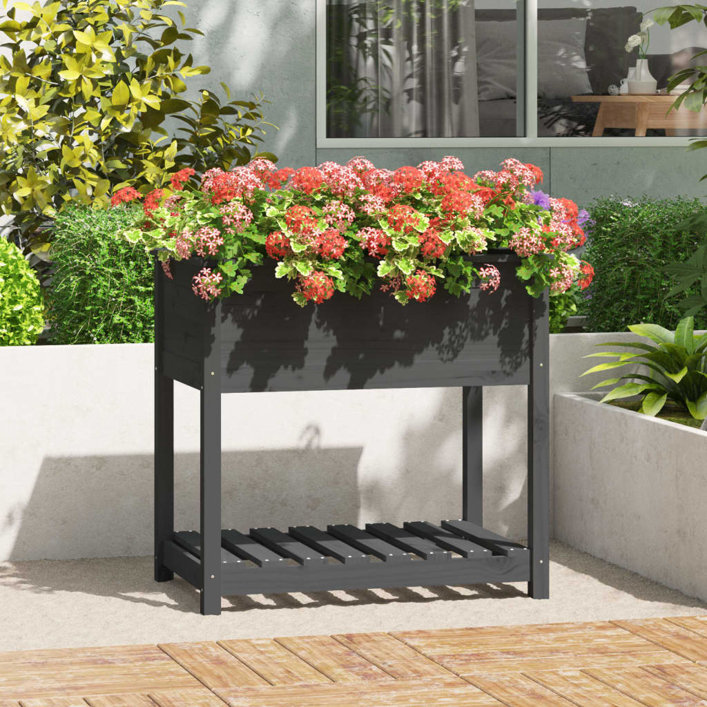 Planter With Shelf Solid Wood Pine