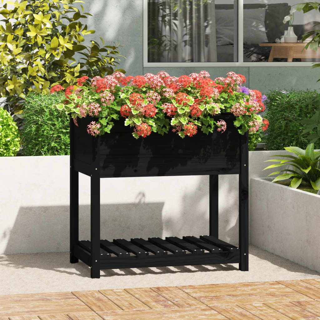 Planter With Shelf Solid Wood Pine