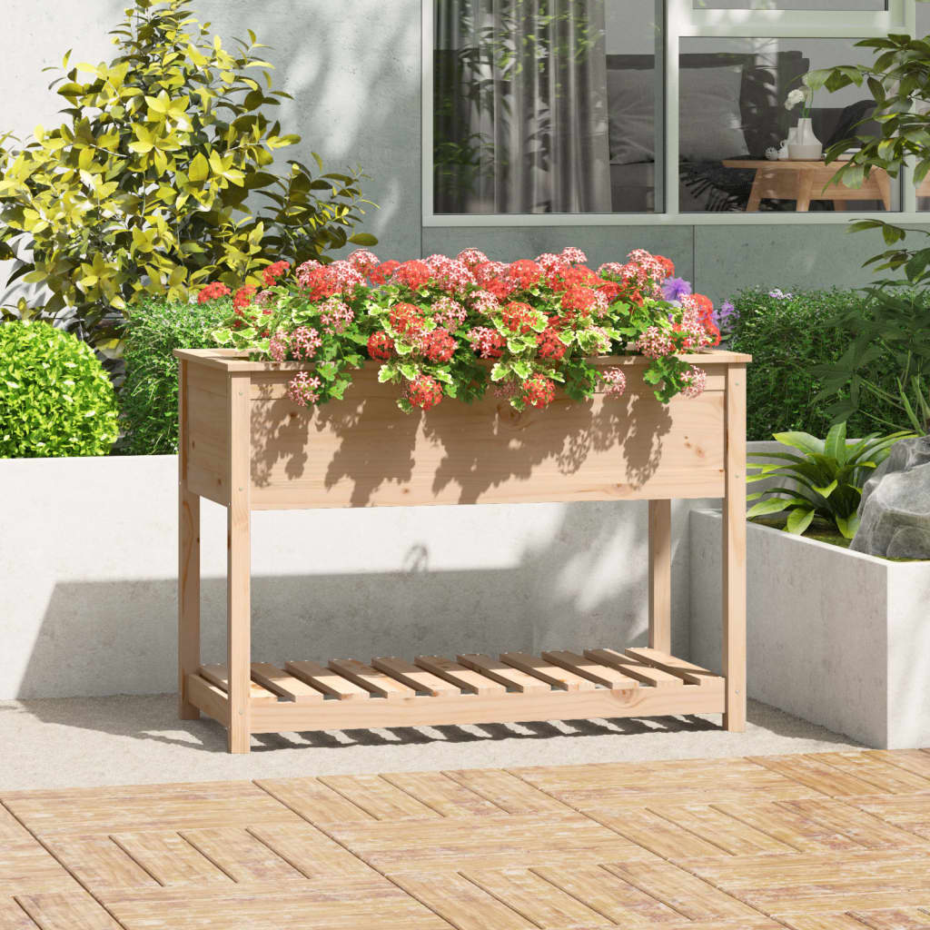 Planter With Shelf Solid Wood Pine