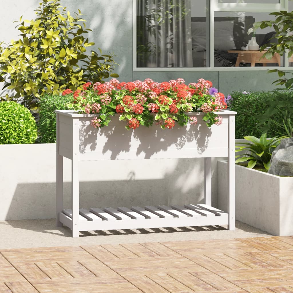 Planter With Shelf Solid Wood Pine