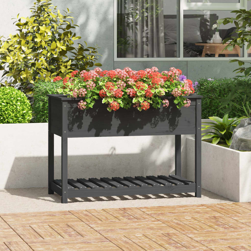 Planter With Shelf Solid Wood Pine