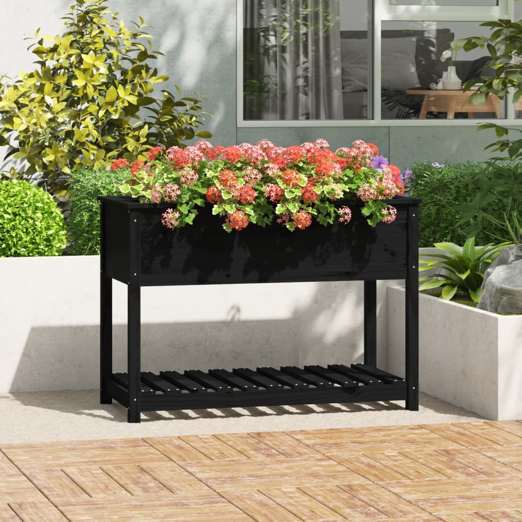 Planter With Shelf Solid Wood Pine